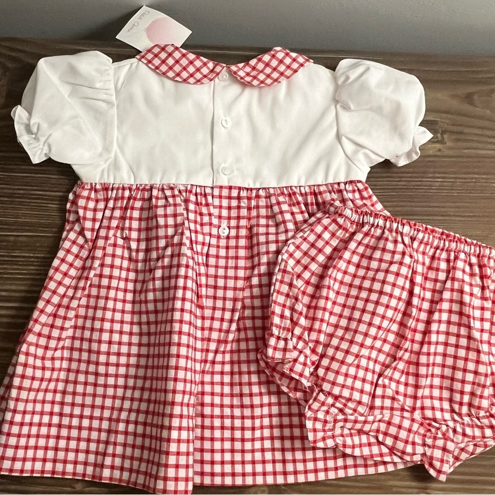 NEW Petit Ami Girl Farm Bloomer Set Red Gingham Farmhouse Size 6 months - Picture 8 of 11